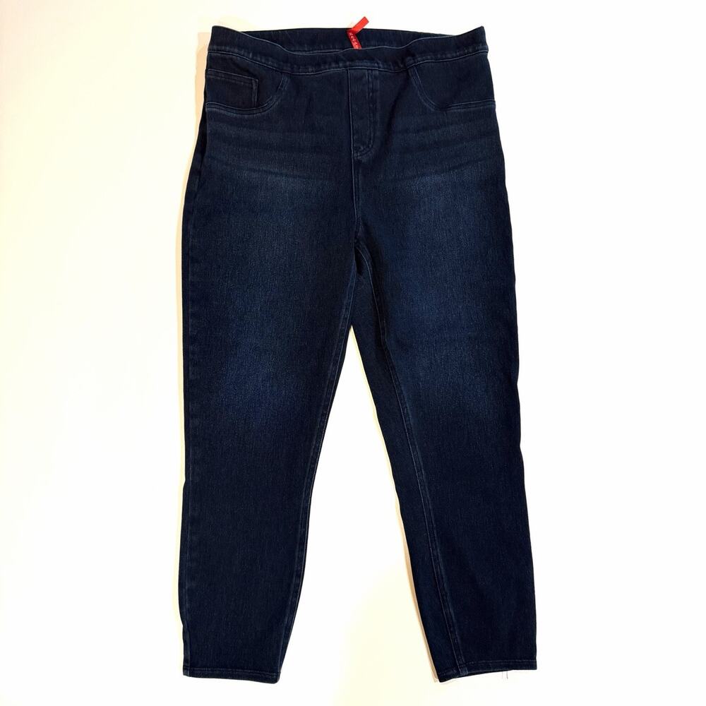Spanx Jean-ish Ankle Leggings Hidden Tummy Shaping Dark Blue XL Regular - Picture 2 of 9